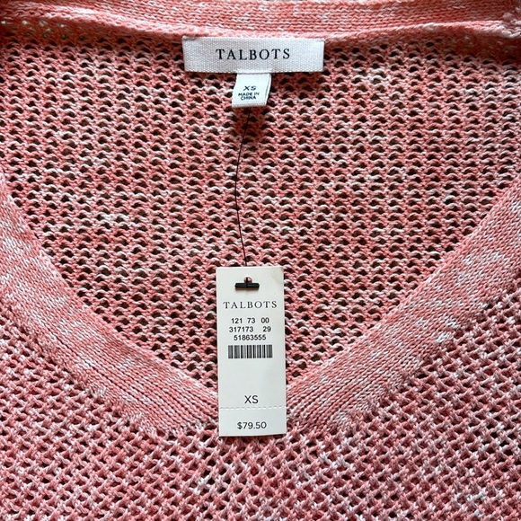 NWT TALBOTS Pima Cotton Open Weave Summer Sweater Beachy Coastal Coral Sz XS - Picture 3 of 5